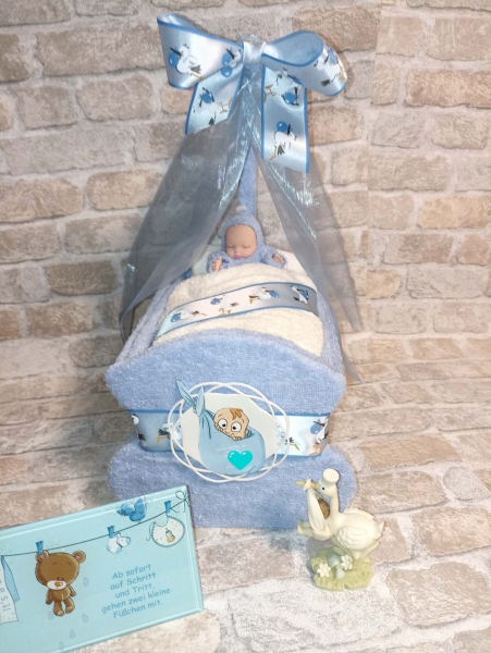 Baby Wiege Geschenk zur Geburt oder Taufe